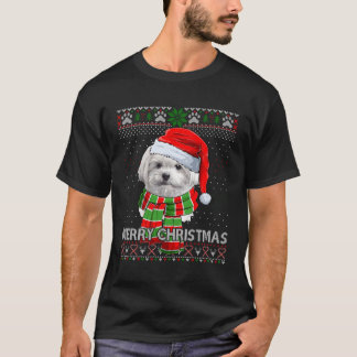 T-shirt Merry Maltese Père Noël Ugly
