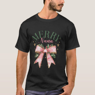 T-shirt Merry Nana Coquette Pink Bow Jolly Feuilles Christ