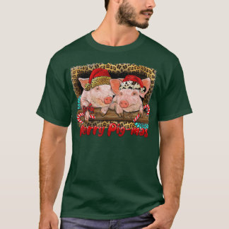 T-shirt Merry PigMas Casquette Père Noël Pig Farm Leopard