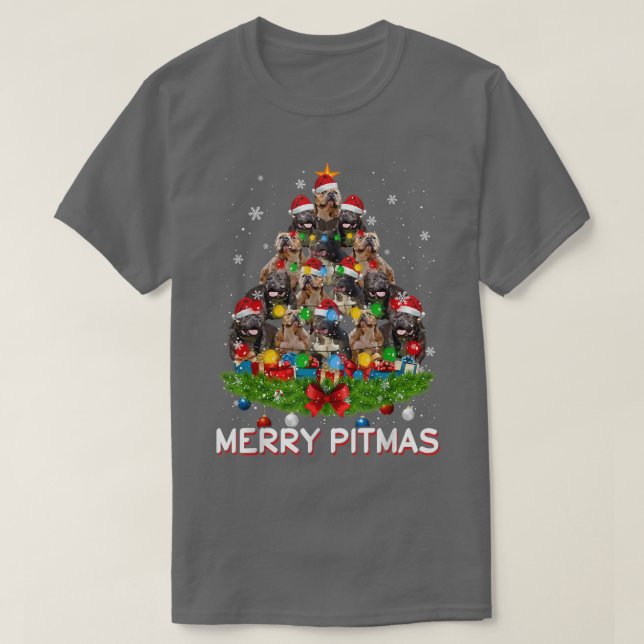 T-shirt Merry Pitmas Pitbull Dog Ugly Christmas Sweater Tr (Design devant)