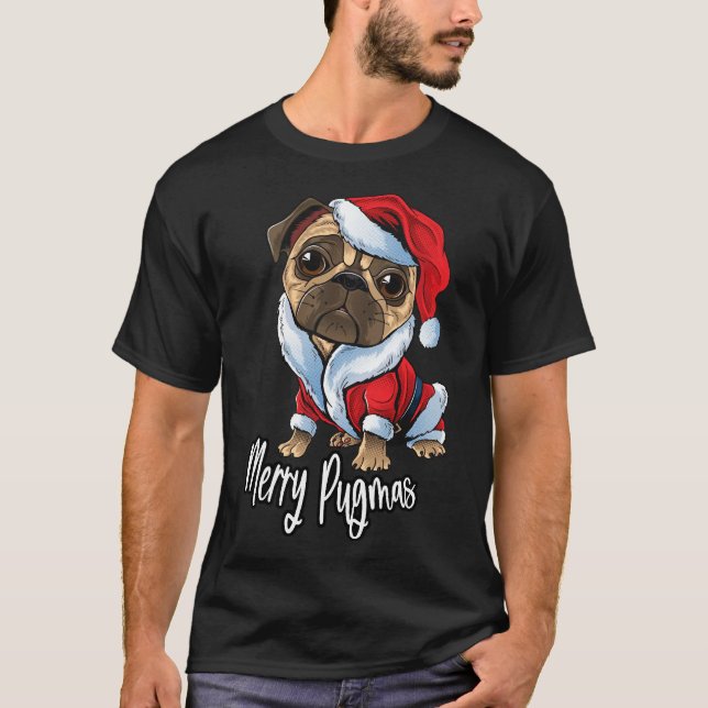 T-shirt Merry Pugmas Fitted Scoop 353 (Devant)