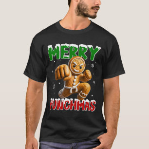 T-shirt Merry Punchmas Taekwondo Karate Gingerbread Man Ma