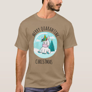 T-shirt Merry Quarantine Christmas Unicorn