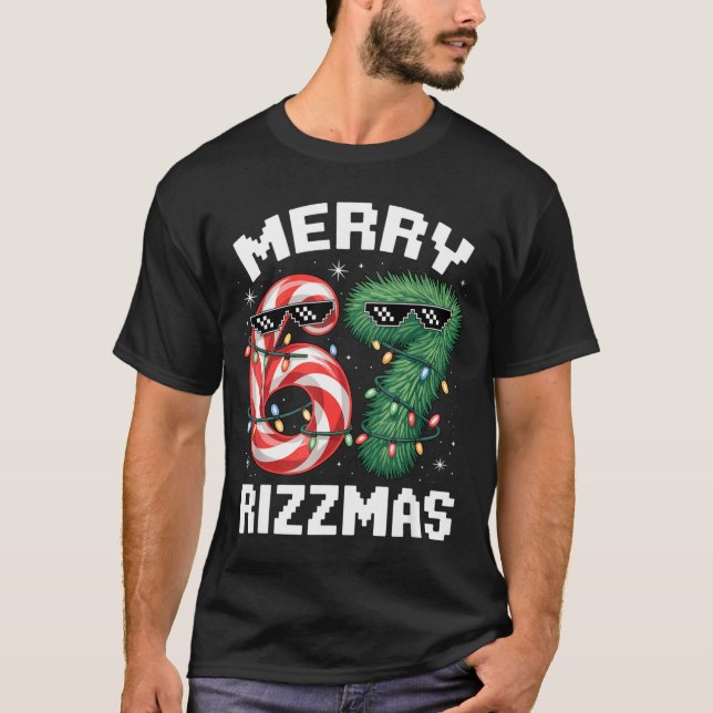 T-shirt Merry Rizzmas 67 Candy Cane Tree Sungles Funny  (Devant)