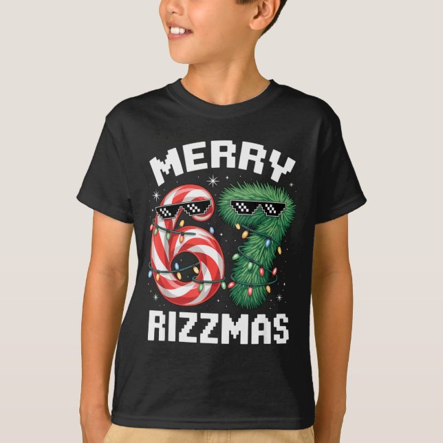 T-shirt Merry Rizzmas 67 Candy Cane Tree Sungles Funny  (Devant)