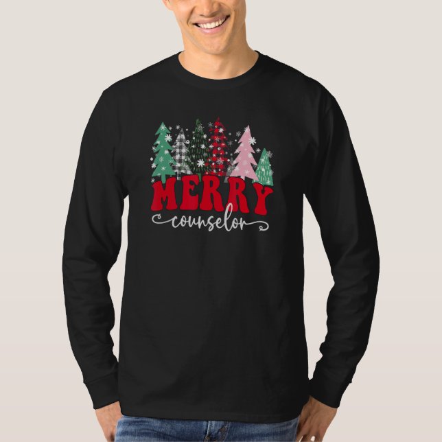 T-shirt Merry School Counselor Christmas Trees Student Sup (Devant)