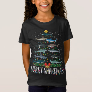 T-Shirt Merry Sharkmas Funny Requin Noël Lumières P