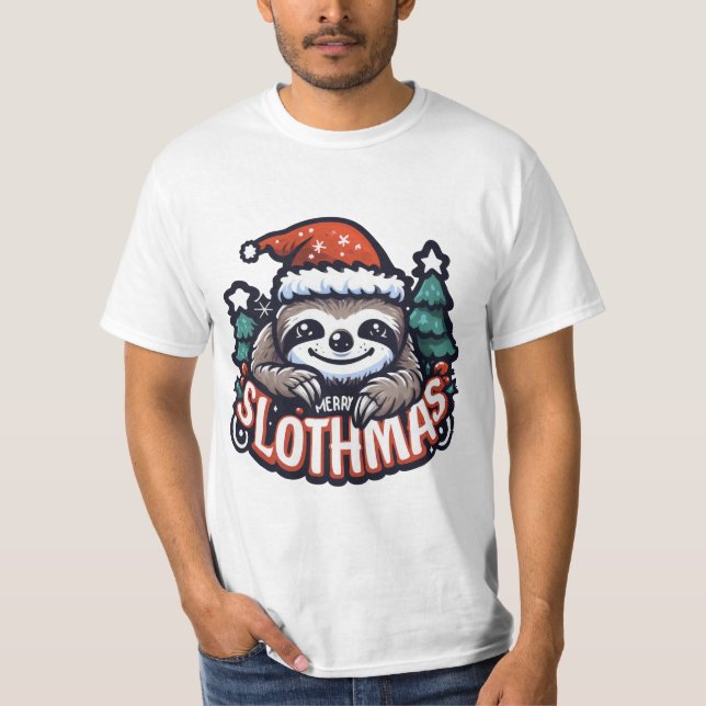 T-shirt MERRY SLOTHMAS gift (Devant)