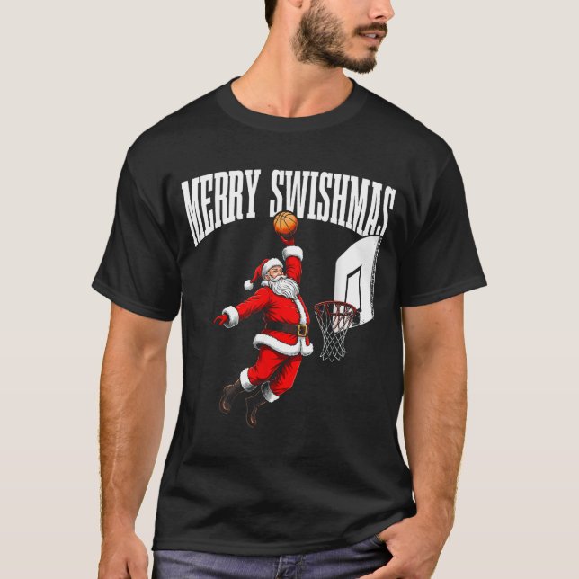 T-shirt Merry Swishmas Basketball Ugly Christmas Xmas Men  (Devant)