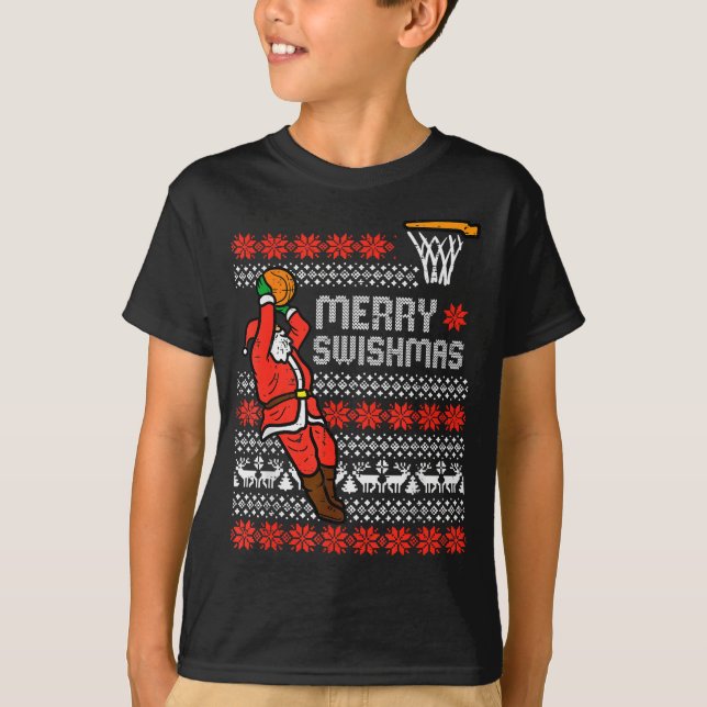 T-shirt Merry Swishmas Basketball Ugly Christmas Xmas Men  (Devant)