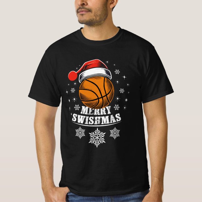T-shirt Merry Swishmas, pour les fans de basket-ball (Devant)