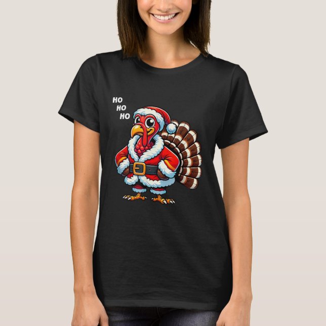 T-shirt Merry Thanksmas Thanksgiving Turkey Xmas Funny Kid (Devant)