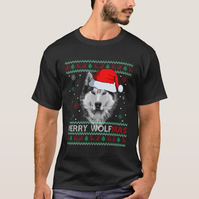 T-shirt Merry Wolfmas Merry Wolf Ugly (Devant)