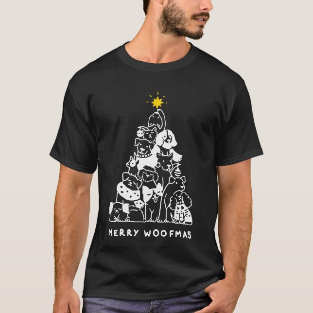 T-shirt Merry Woofmas aime Noël Chien cadeau (Devant)