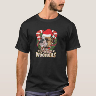 T-shirt Merry Woofmas English Bulldog avec Casquette du Pè