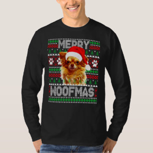 T-shirt Merry Woofmas jolie longue robe Chihuahua Chien mo