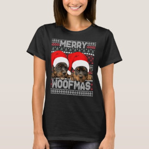 T-shirt Merry Woofmas Jote Rottweiler Puppies Avec Père No