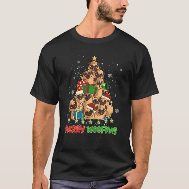 T-shirt Merry Woofmas Merry Christmas For PUG Dog (Devant)
