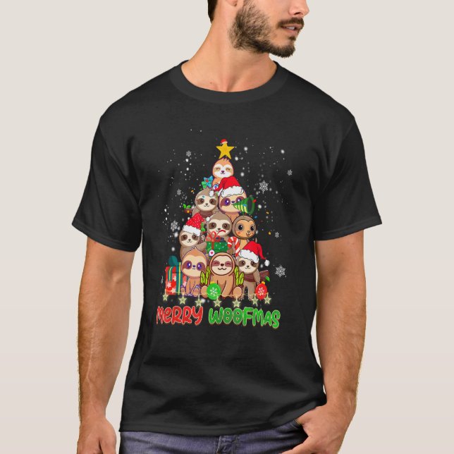 T-shirt Merry Woofmas Merry Christmas For Sloth (Devant)