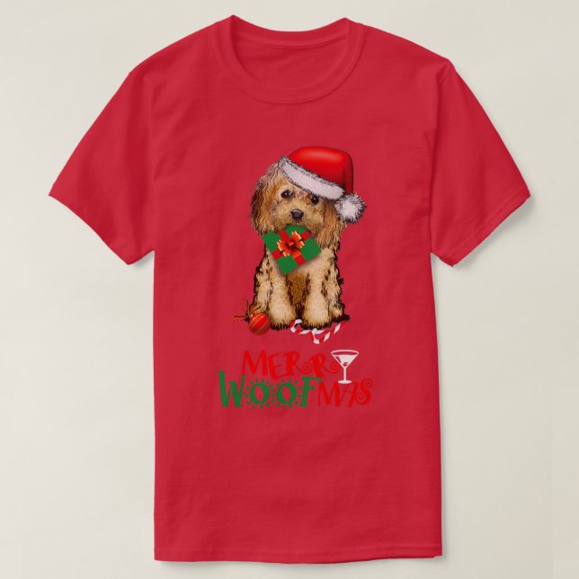 T-shirt Merry Woofmas Noël Cockapoo doodé chien maman do (Design devant)
