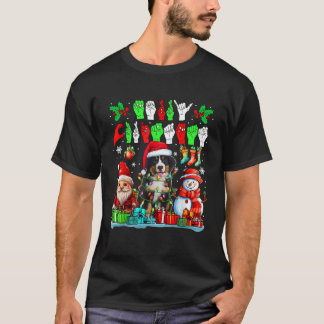 T-shirt Merry Xmas Hands Sign Language Santa Bernese Mount