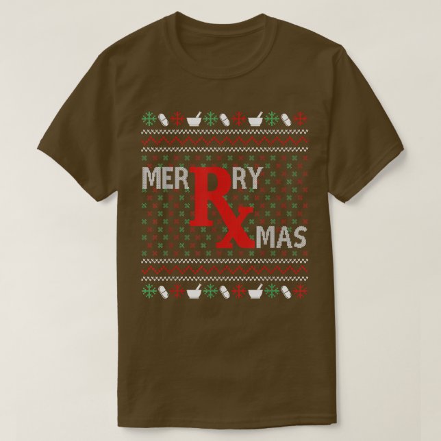 T-shirt Merry Xmas Pharmaciens de Noël laid Pharmacie Tec (Design devant)