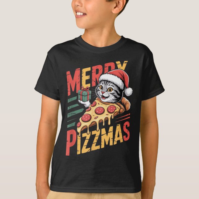 T-shirt Merry Zzmas Christmas Cat Funny Zza Lover Xmas Cat (Devant)