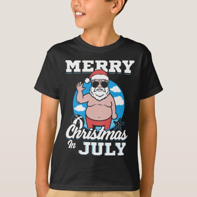 T-shirt Merrychristmas In July Funny Santa  (Devant)