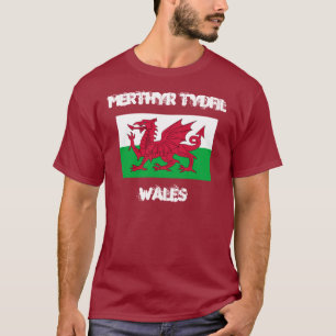 T-shirt Merthyr Tydfil, Pays de Galles avec le drapeau de