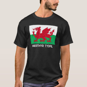 T-shirt Merthyr Tydfil Pays de Galles Drapeau Gallois Bane