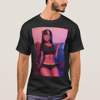 T-shirt Meru Le Succubus Meru Le Démon Fille Noir Borde