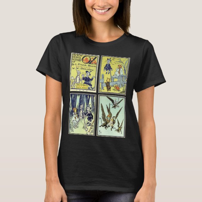 T-shirt Merveilleux Magicien d'Oz, 4 Scènes de Conte de Fé (Devant)