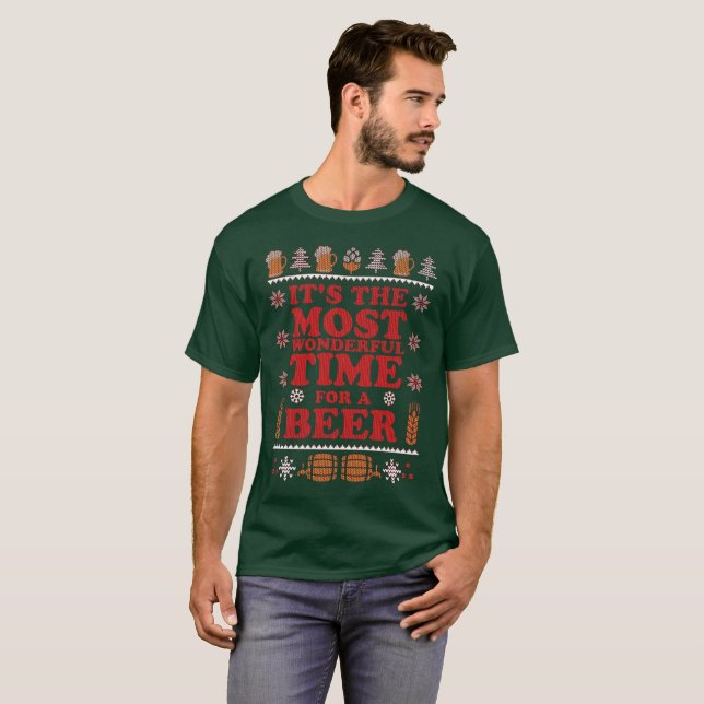 T-shirt Merveilleux moment pour une bière Noël Vacances dr (Devant entier)