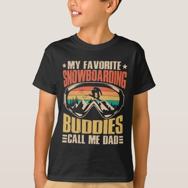 T-shirt Mes amis favoris de snowboard appellent moi Papa S (Devant)