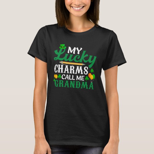 T-shirt Mes Charmes Chanceux M'Appelent Grand-Mère Happy S (Devant)