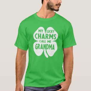 T-shirt Mes charmes chanceux m'appellent Grand-mère Funny 