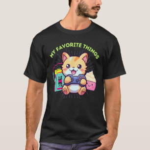 T-shirt Mes Choses Préférées Chat Jeux Vidéo Cupcakes & Le