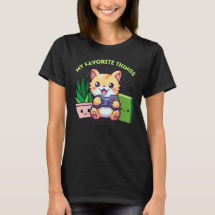 T-shirt Mes Choses Préférées Jeux Vidéo Chat Plantes Livre