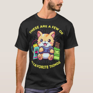 T-shirt Mes choses préférées Jeux vidéo Chats Chocolat & L