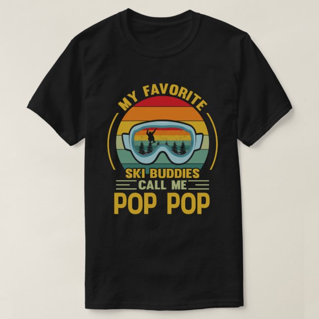 T-shirt Mes compagnons de ski favoris m'appellent POP Vint (Design devant)