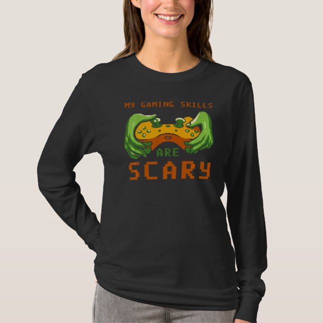 T-shirt Mes Compétences De Jeu Sont Scary Gamer 8 Bits Pix (Devant)