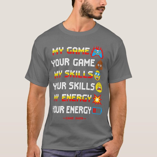 T-shirt Mes compétences de jeu vintage (Devant)