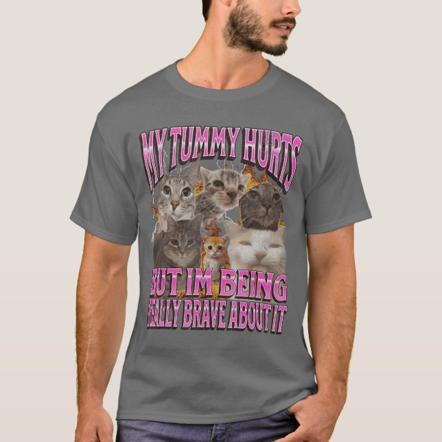 T-shirt Mes Douleurs Ventre Drôle Mème Chat Bootleg amis (Devant)