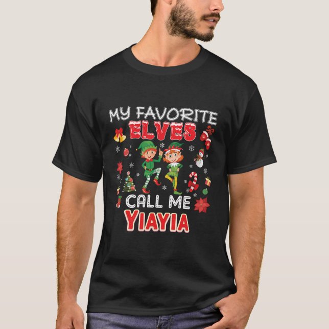 T-shirt Mes Elfes Préférés M'Appelent Yiayia Christmas Elf (Devant)