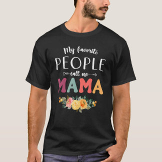 T-shirt Mes Favoris Appelez-Moi Mama Femmes Flower Maman 2