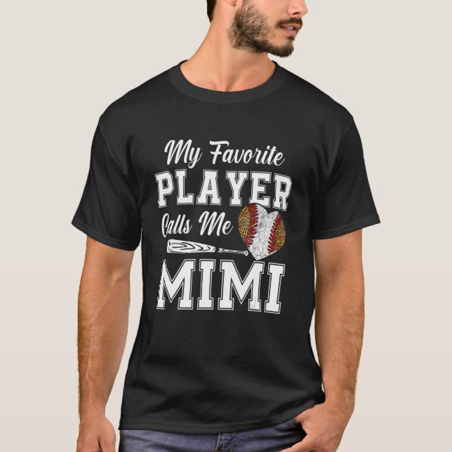 T-shirt Mes Favoris De Baseball Les Gens M'Appelent Mimi M (Devant)