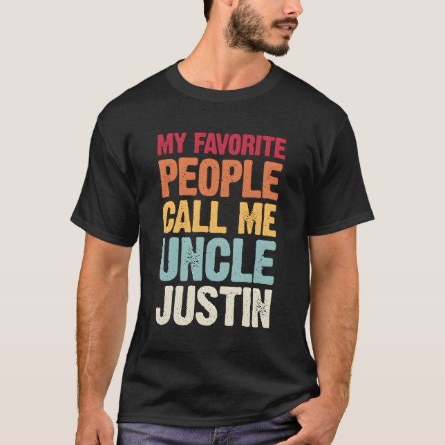 T-shirt Mes Favoris M'Appelent Oncle Justin Personaliz (Devant)