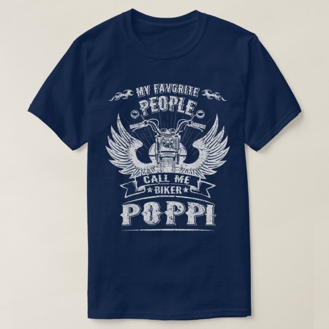 T-shirt Mes Gens Favoris M'Appelent Biker Poppi Grand-pa M (Design devant)