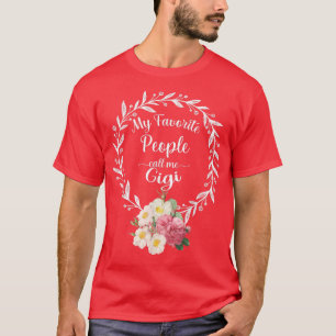 T-shirt Mes Gens Favoris M'Appelent Gigi Femmes Floral Gra