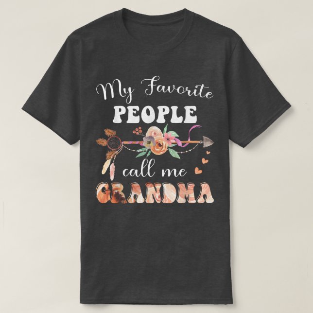 T-shirt Mes Gens Favoris M'Appelent Grandma Femmes Floral  (Design devant)